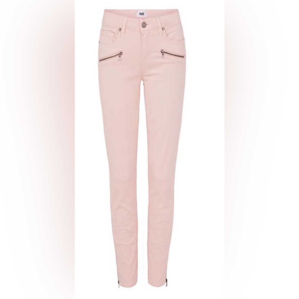 Paige Crop Zip Skinny Jeans- Pink